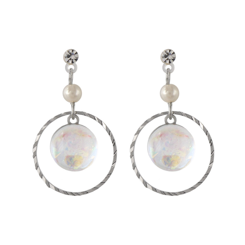 Iridescent Circle Drop Plastic Earrings
