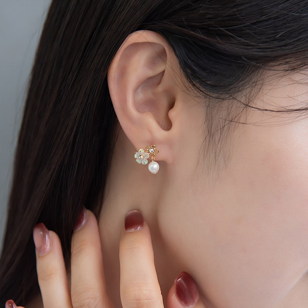Iridescent Flower Cluster Earring Set
