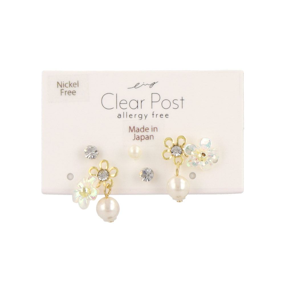 Iridescent Flower Cluster Earring Set