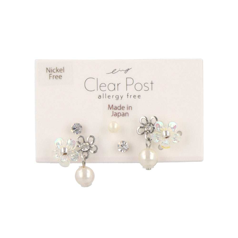 Iridescent Flower Cluster Earring Set