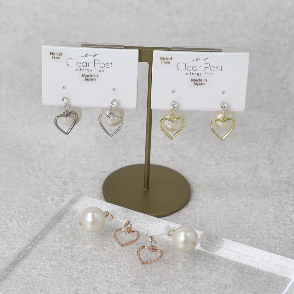 Heart and Pearl Front Back Earrings