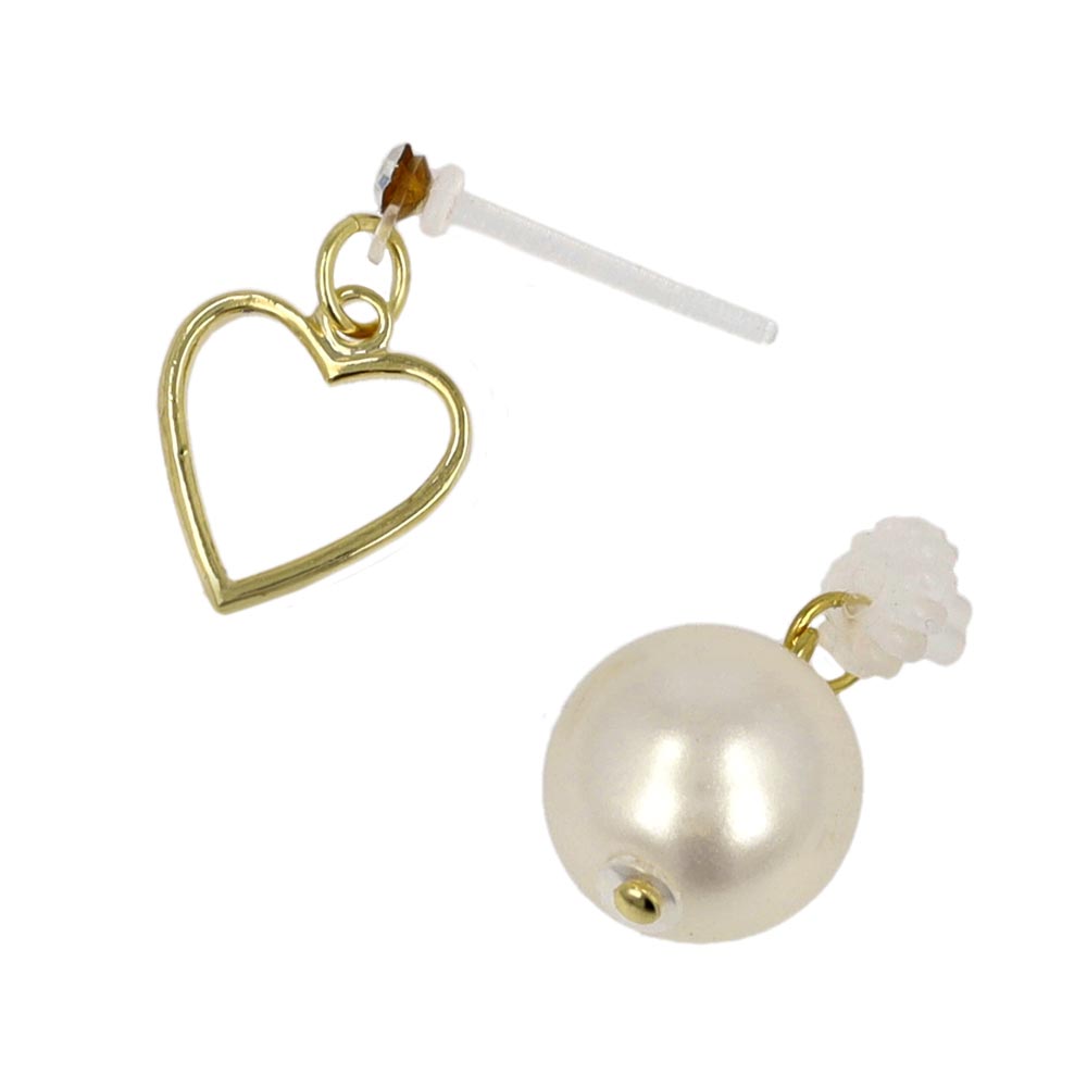 Heart and Pearl Front Back Earrings