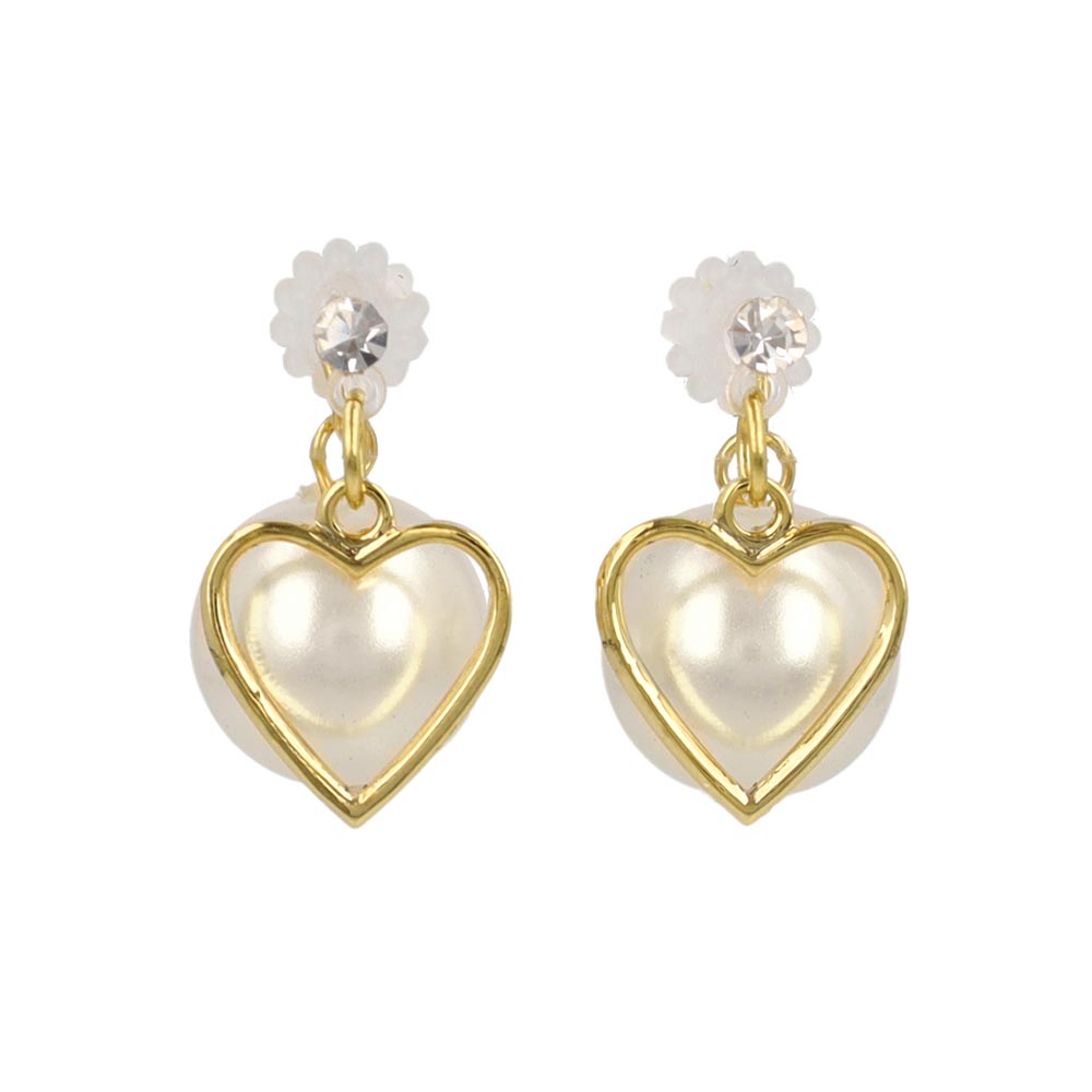 Heart and Pearl Front Back Earrings