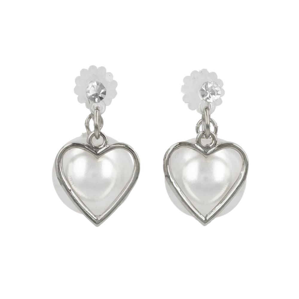 Heart and Pearl Front Back Earrings