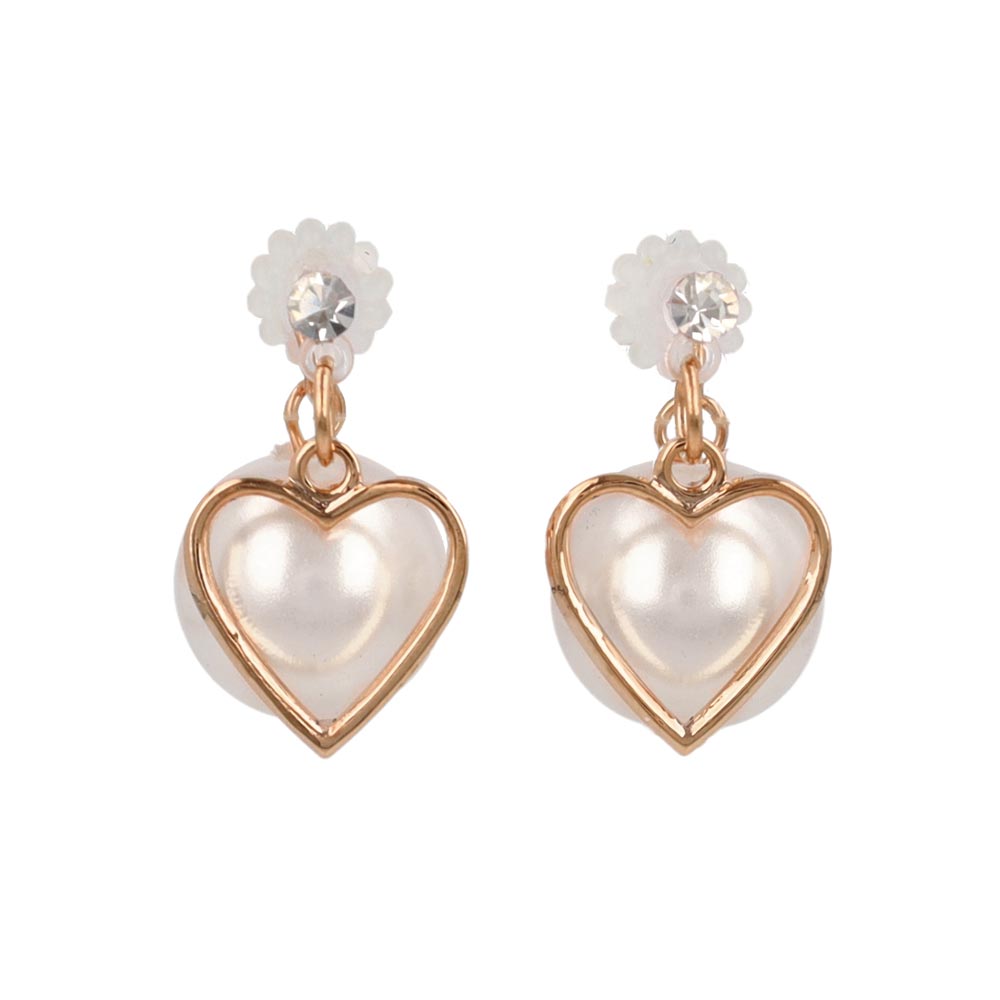 Heart and Pearl Front Back Earrings