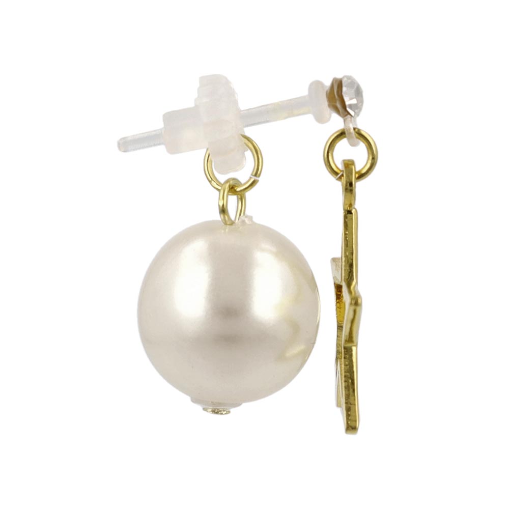 Star and Pearl Front Back Earrings