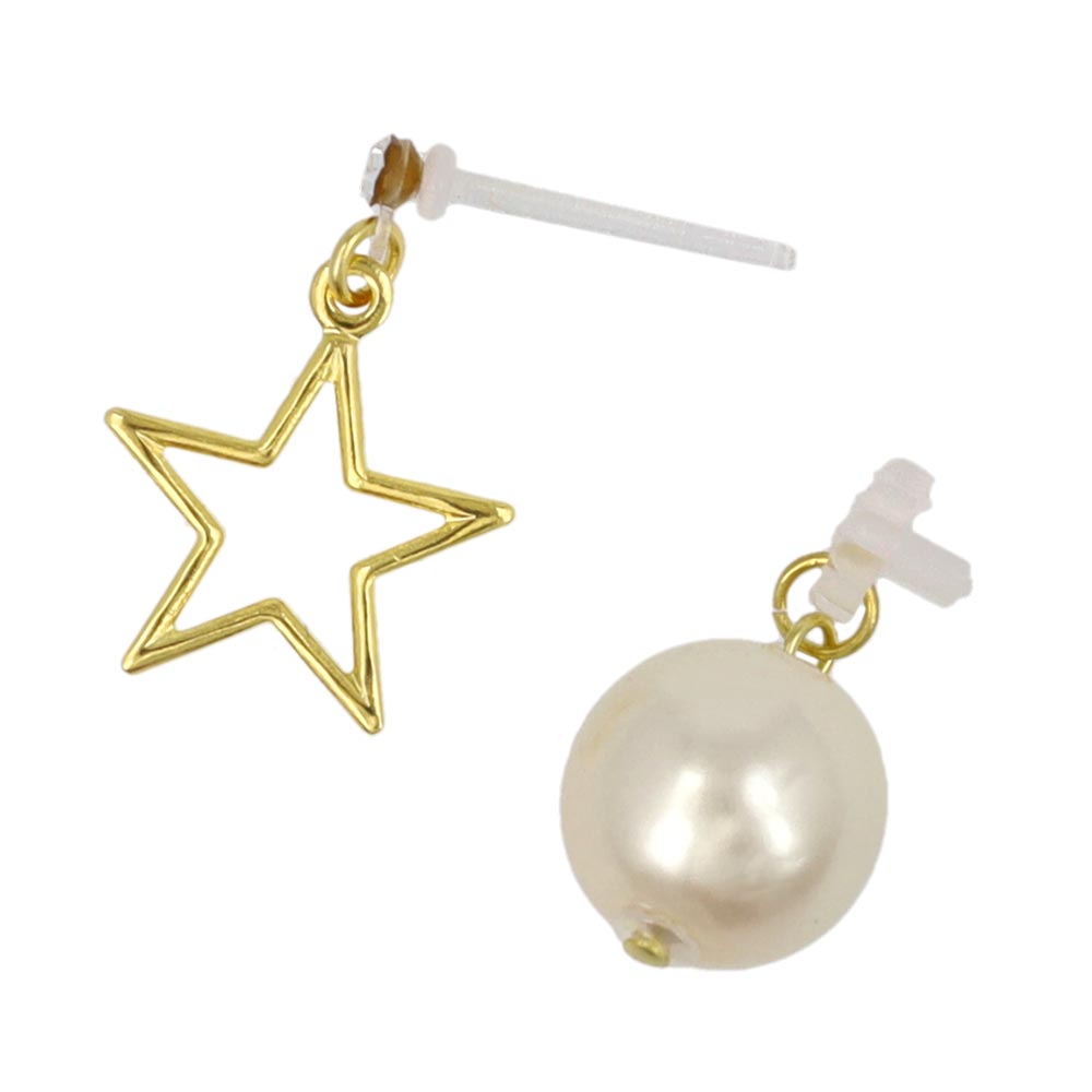 Star and Pearl Front Back Earrings