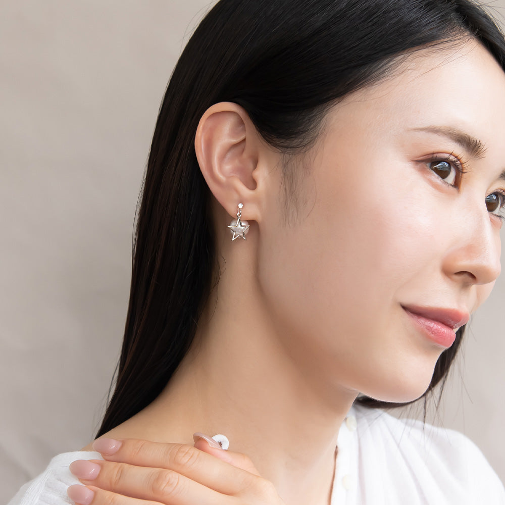 Star and Pearl Front Back Earrings