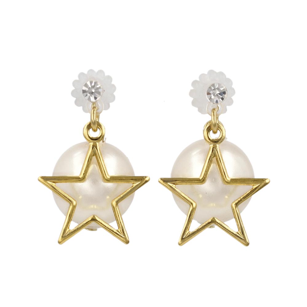 Star and Pearl Front Back Earrings