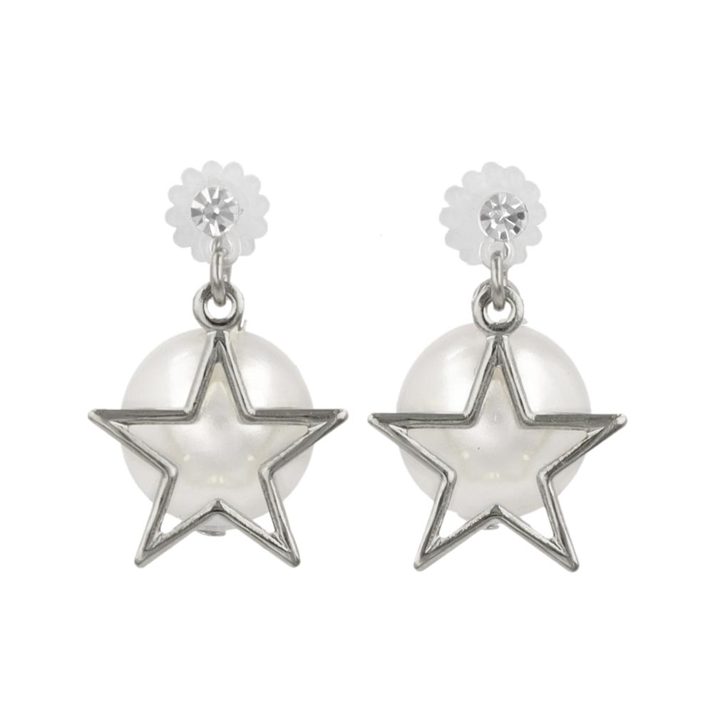 Star and Pearl Front Back Earrings