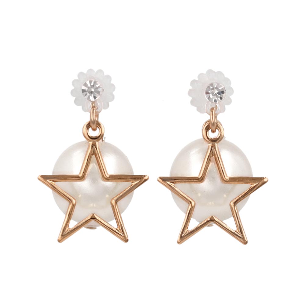 Star and Pearl Front Back Earrings