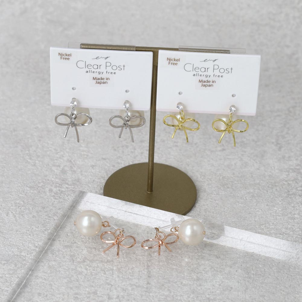 Bow and Pearl Front Back Earrings