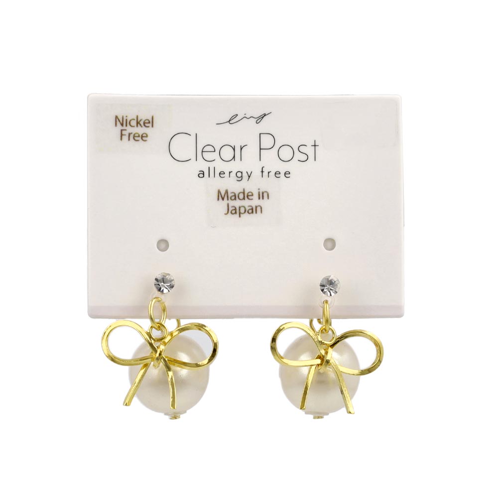 Bow and Pearl Front Back Earrings