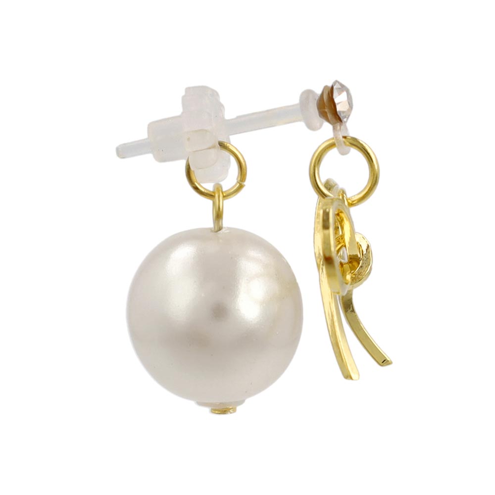 Bow and Pearl Front Back Earrings