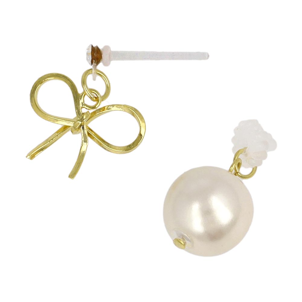 Bow and Pearl Front Back Earrings