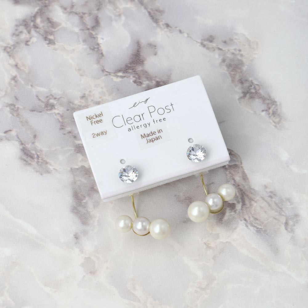 Triple Pearl Jacket Earrings - osewaya