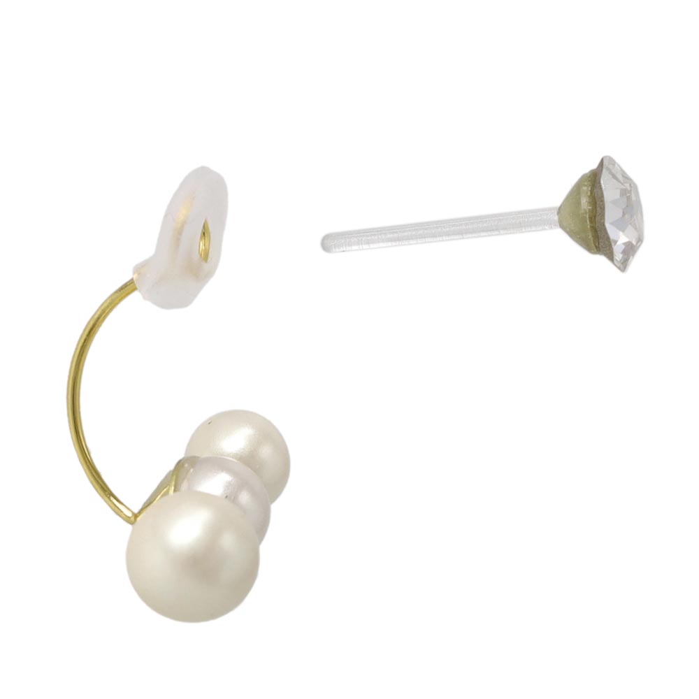 Triple Pearl Jacket Earrings