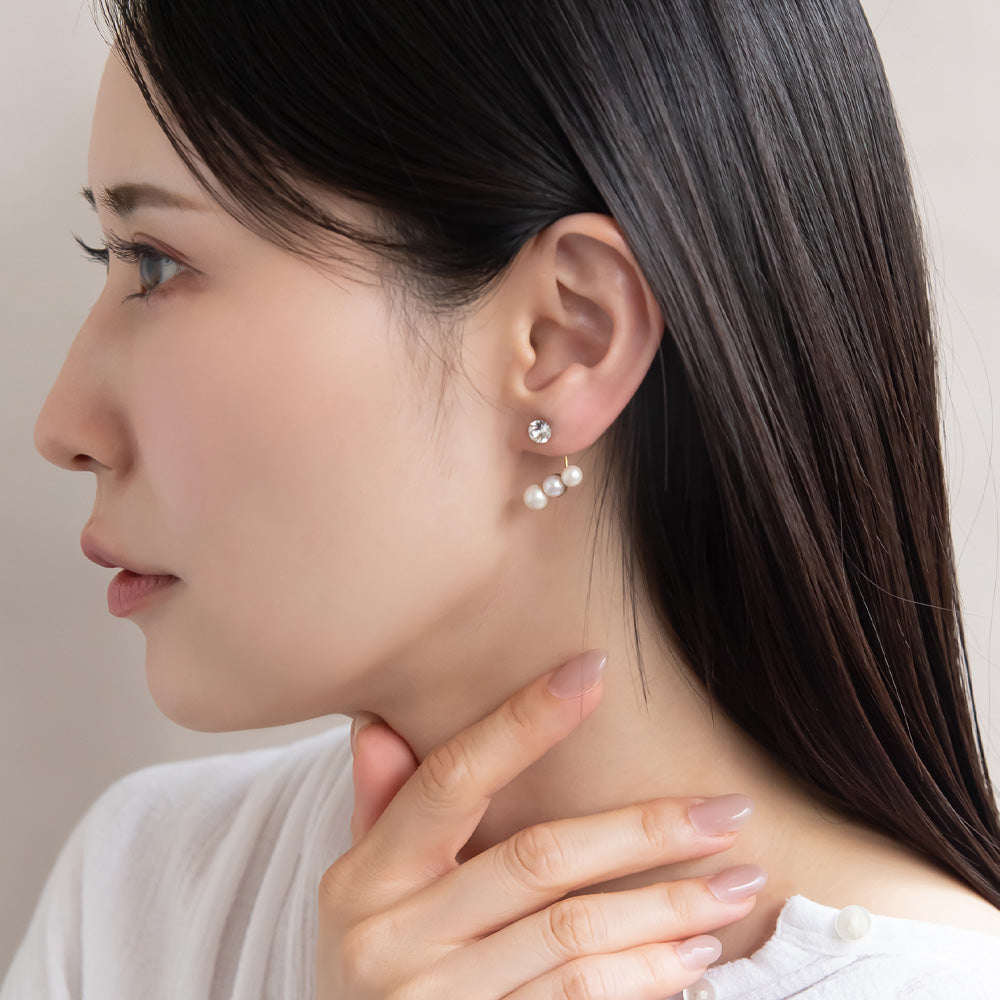 Triple Pearl Jacket Earrings