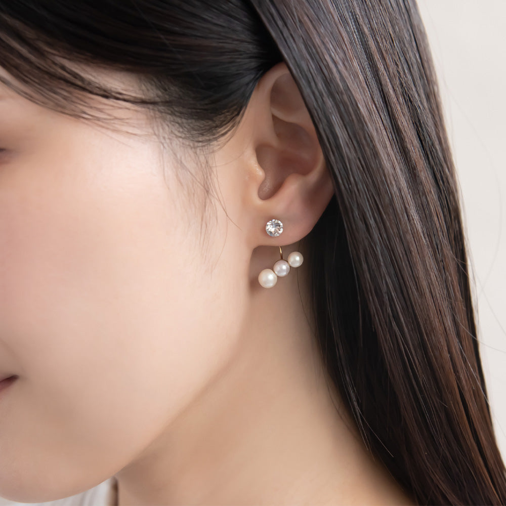 Triple Pearl Jacket Earrings