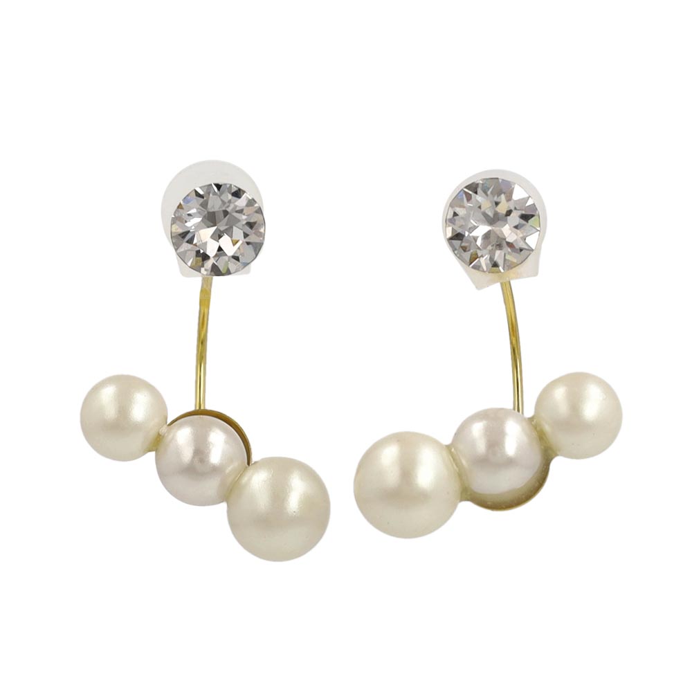 Triple Pearl Jacket Earrings