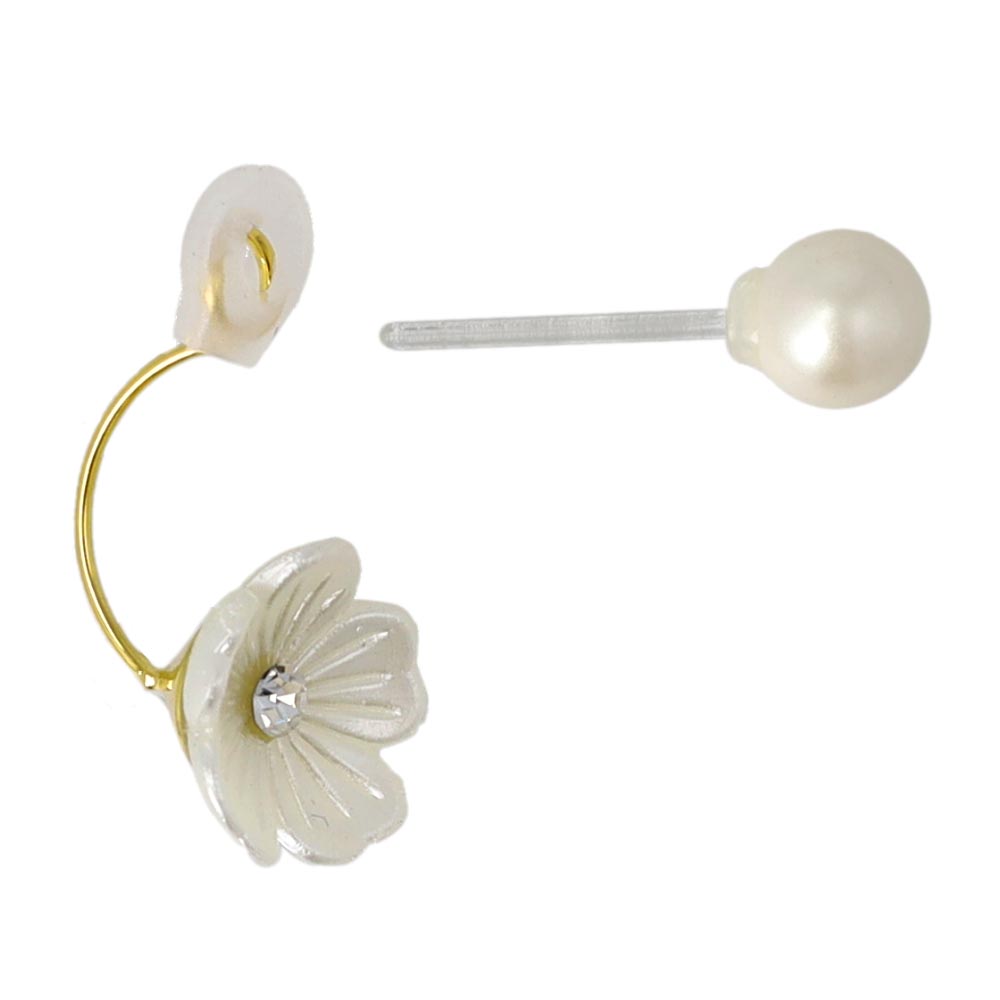 Flower and Pearl Jacket Earrings