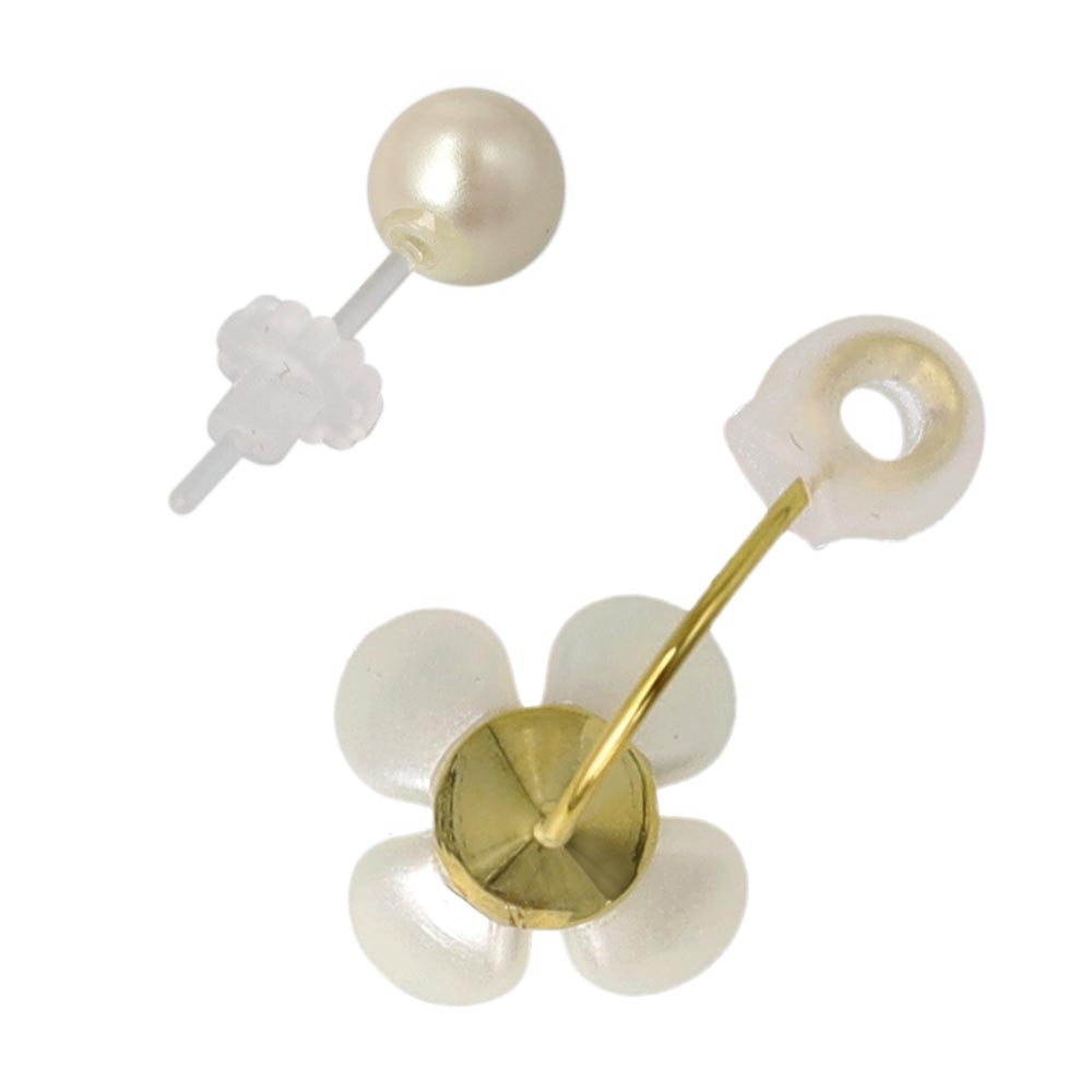 Flower and Pearl Jacket Earrings