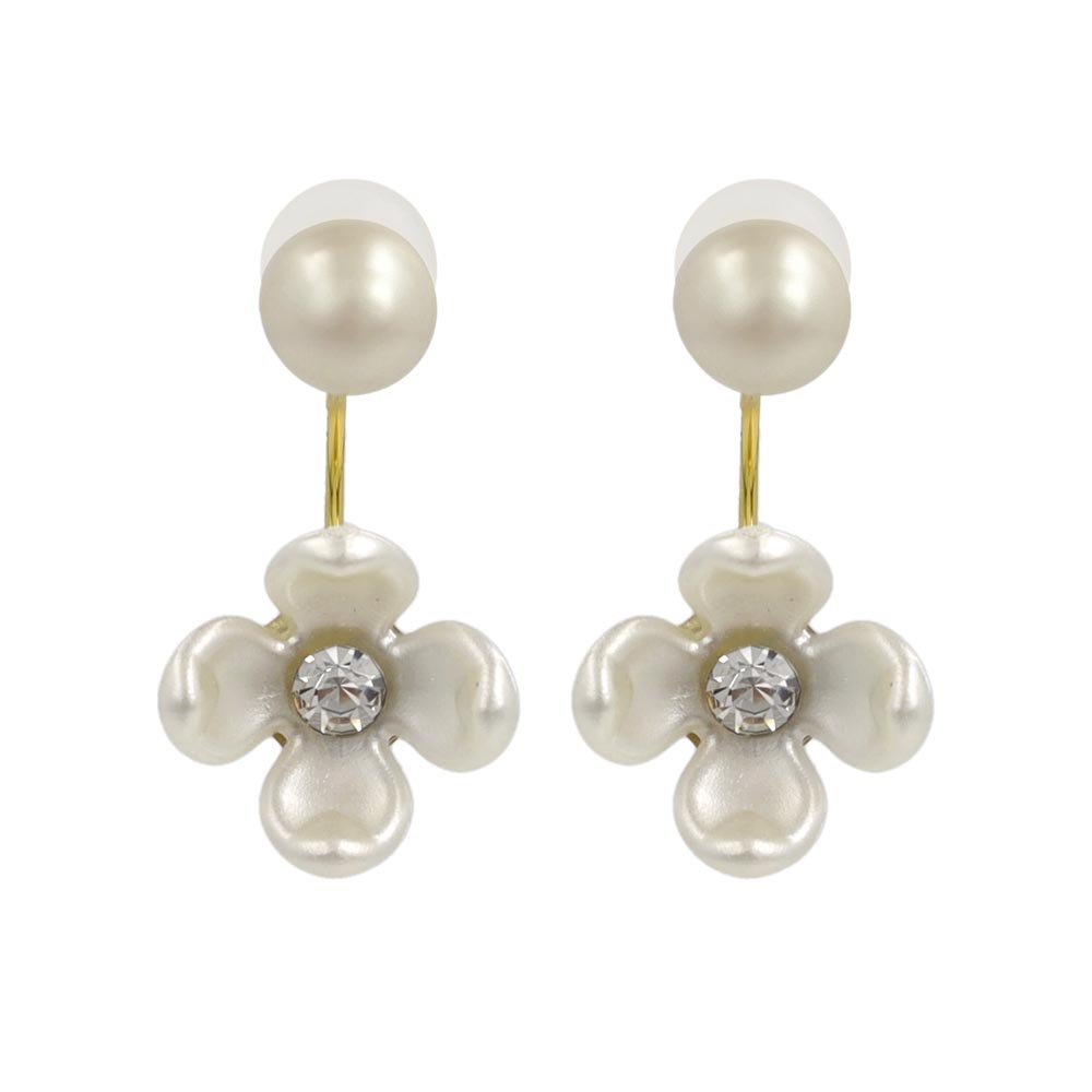 Flower and Pearl Jacket Earrings