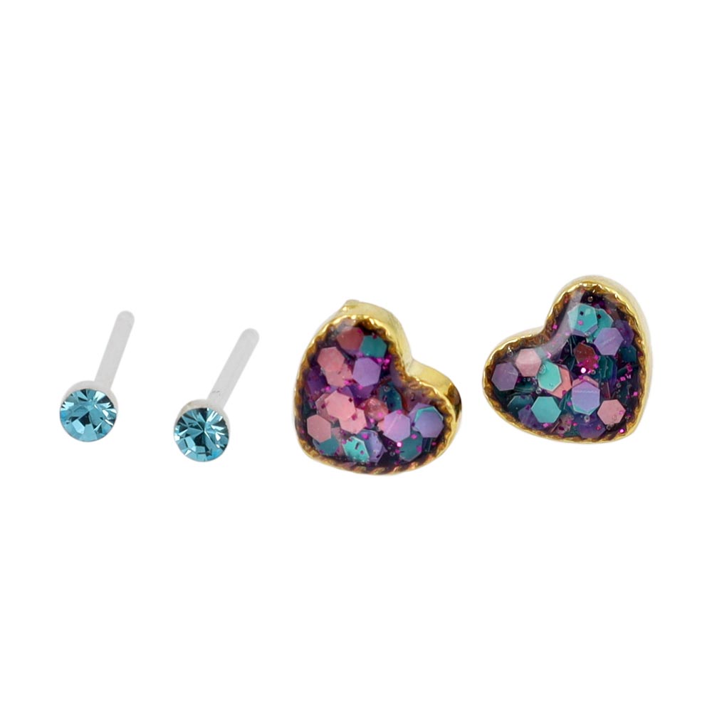 Sequin Heart Stud Pack