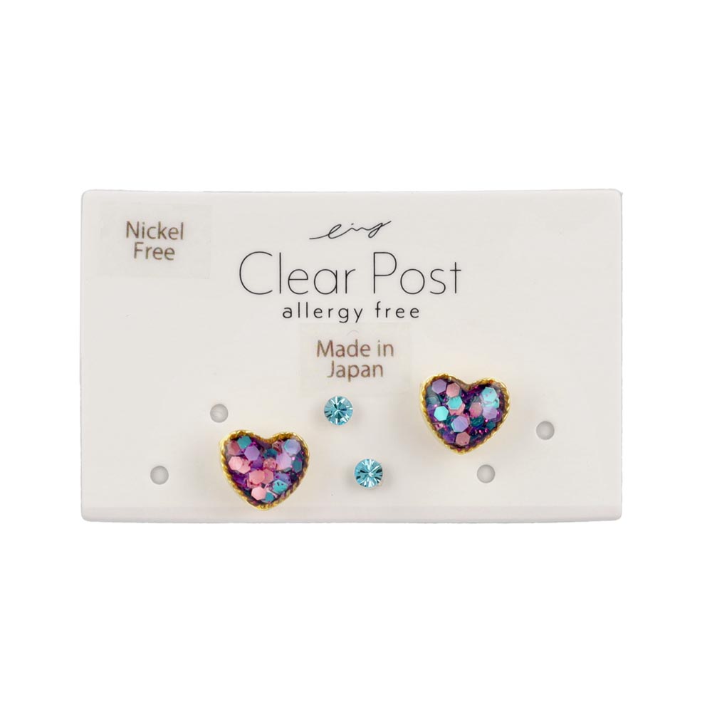 Sequin Heart Stud Pack