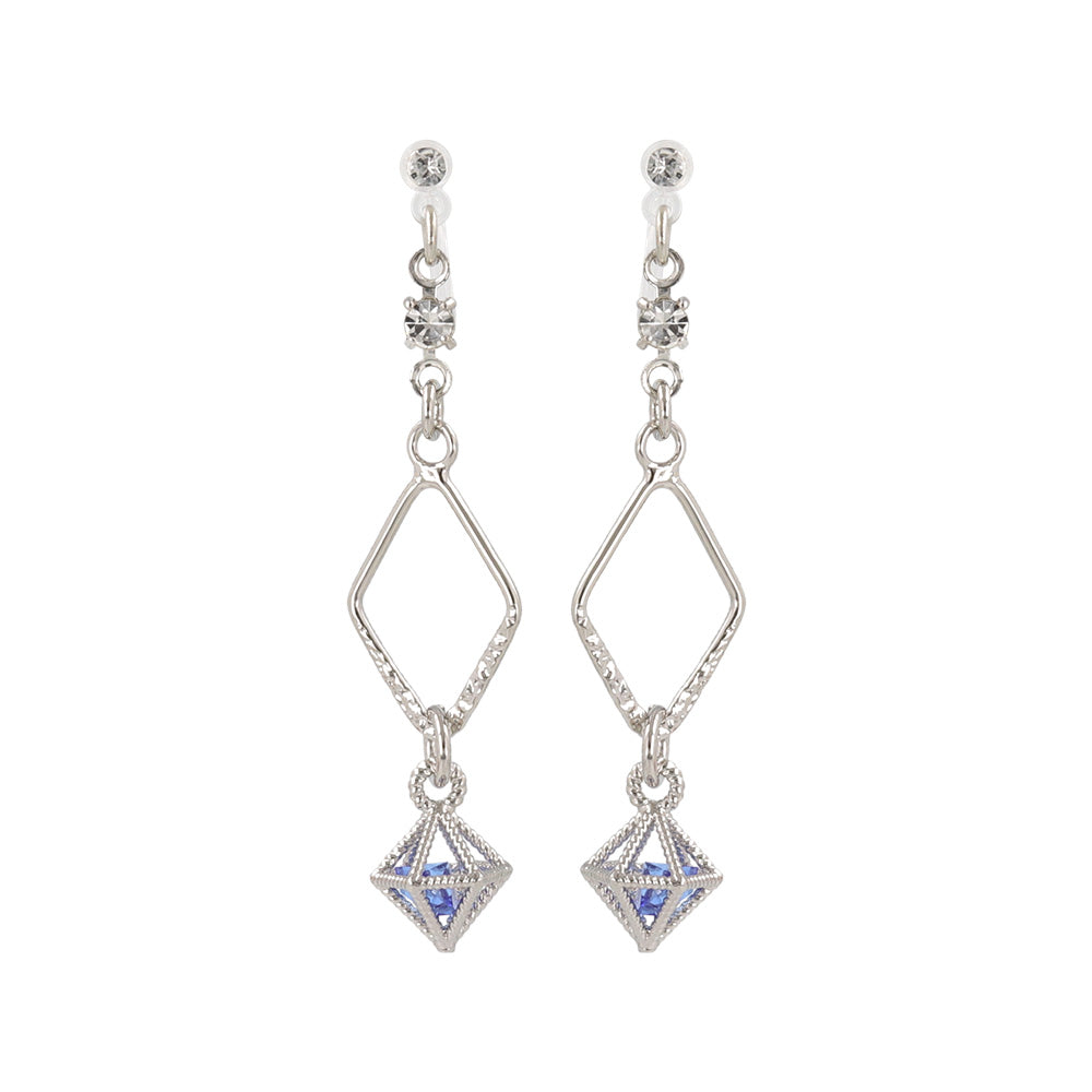 Caged Stone Dangle Invisible Clip Ons