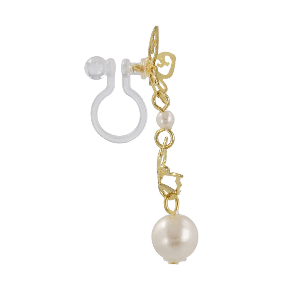 Butterfly Link Pearl Drop Invisible Clip Ons