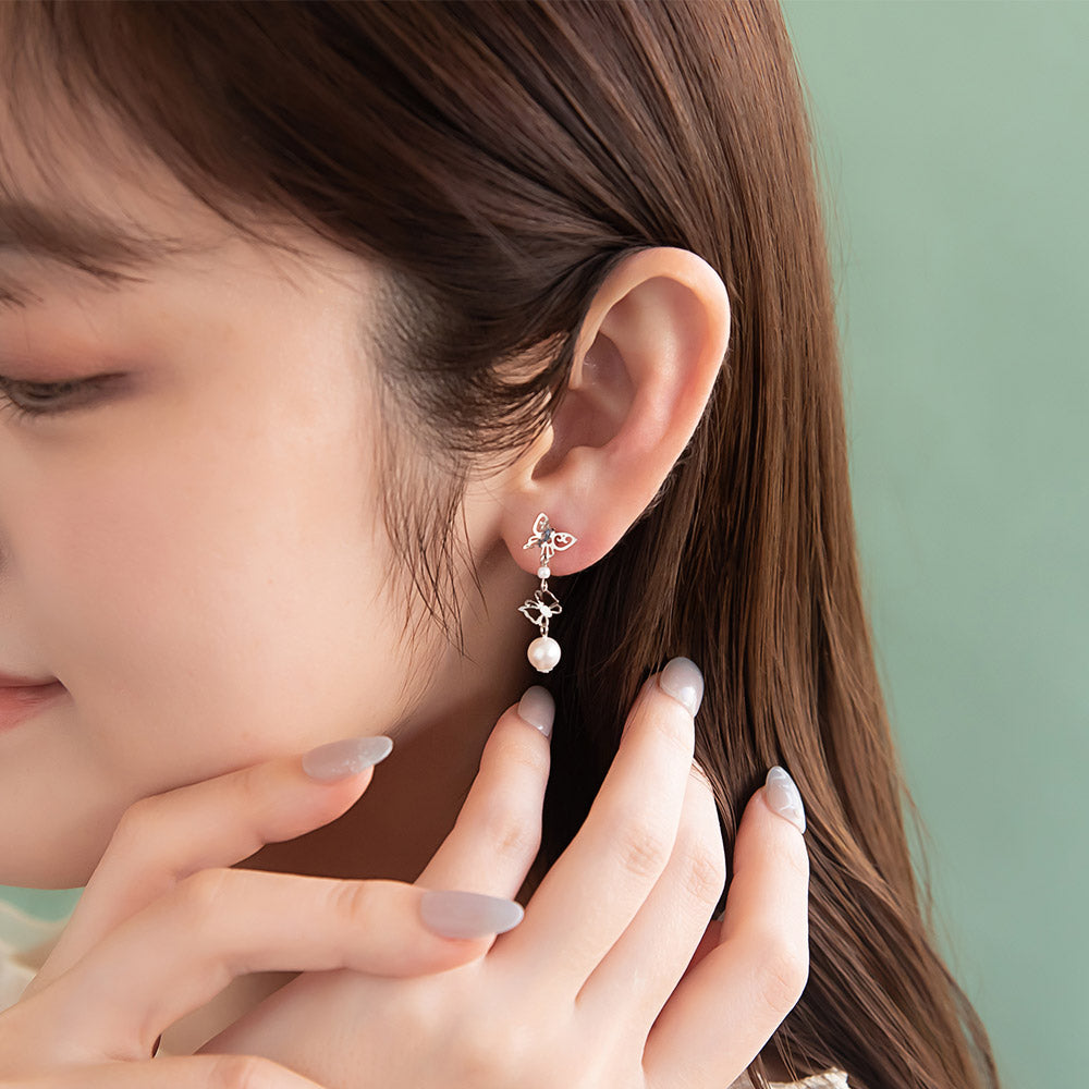 Butterfly Link Pearl Drop Invisible Clip Ons
