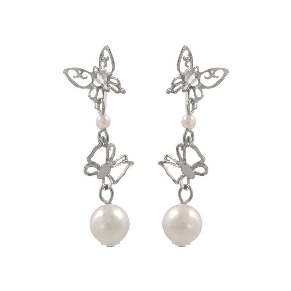 Butterfly Link Pearl Drop Invisible Clip Ons