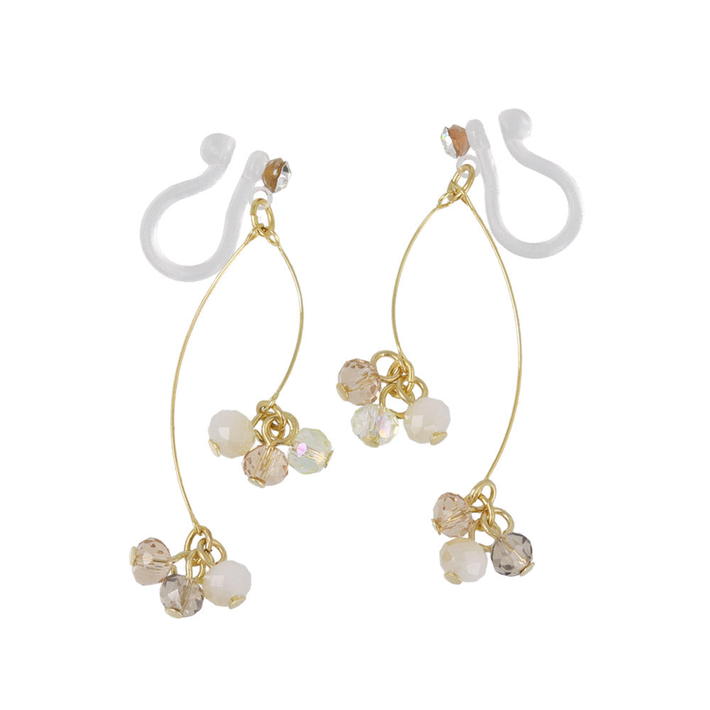 Bead Cluster Double Drop Invisible Clip Ons