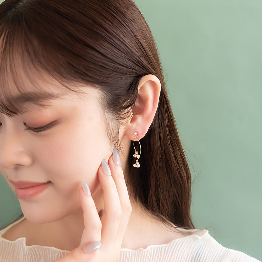 Bead Cluster Double Drop Invisible Clip Ons