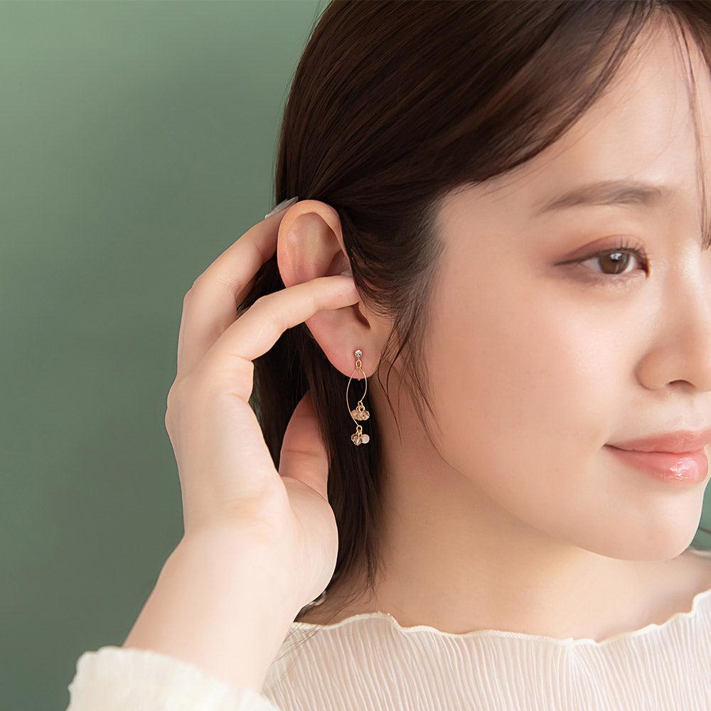 Bead Cluster Double Drop Invisible Clip Ons