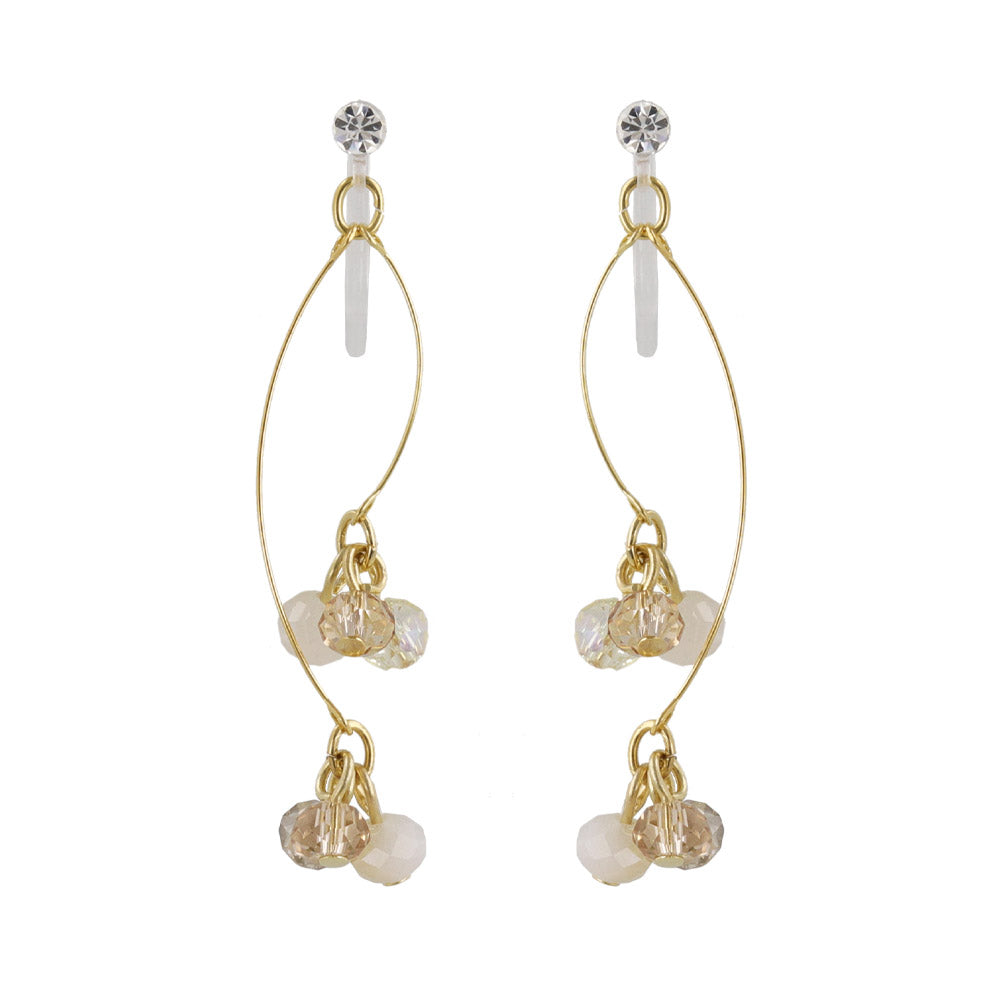 Bead Cluster Double Drop Invisible Clip Ons