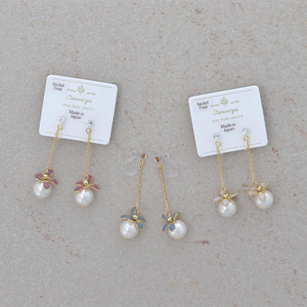 Petaled Pearl Drop Invisible Clip Ons