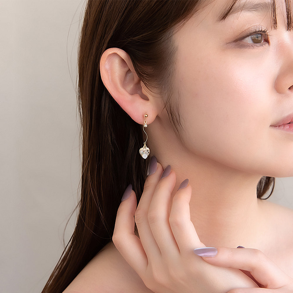 Beaded Heart Dangle Invisible Clip Ons