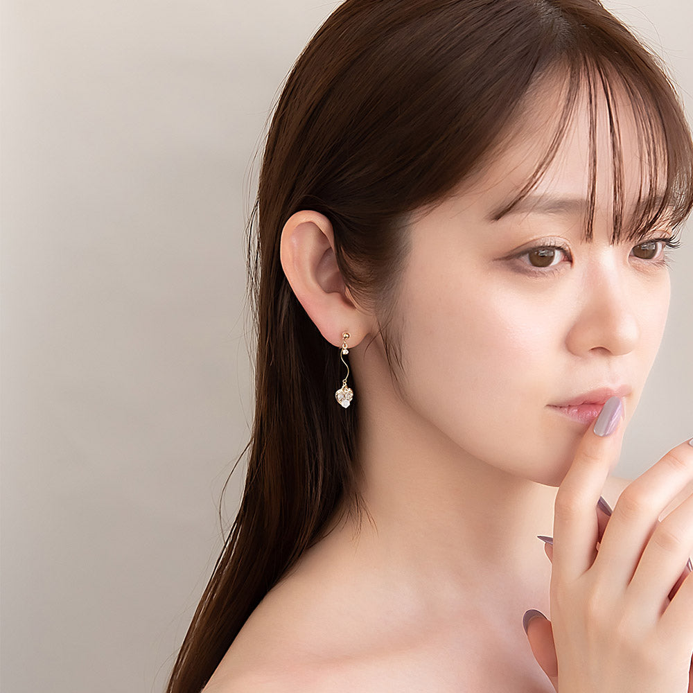 Beaded Heart Dangle Invisible Clip Ons