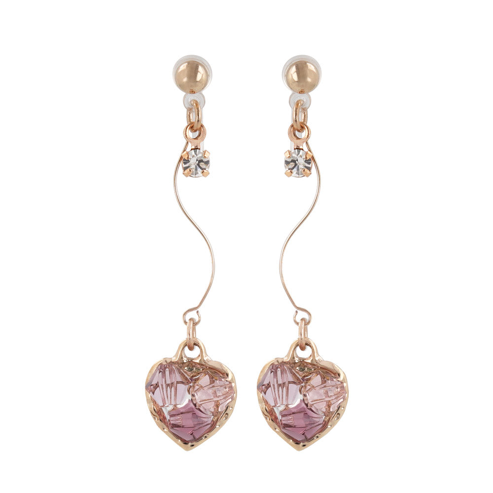 Beaded Heart Dangle Invisible Clip Ons