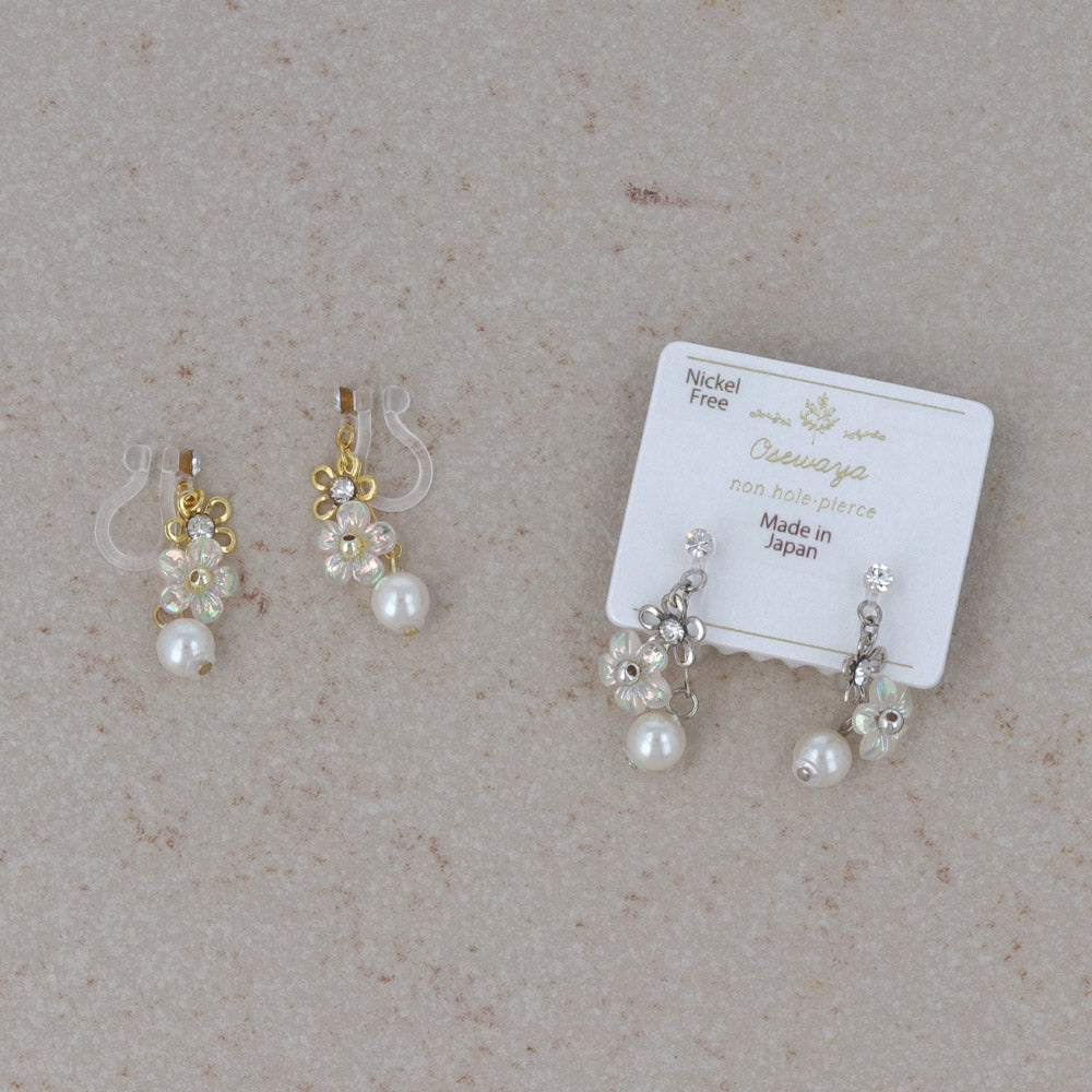 Iridescent Flower Pearl Invisible Clip Ons - osewaya