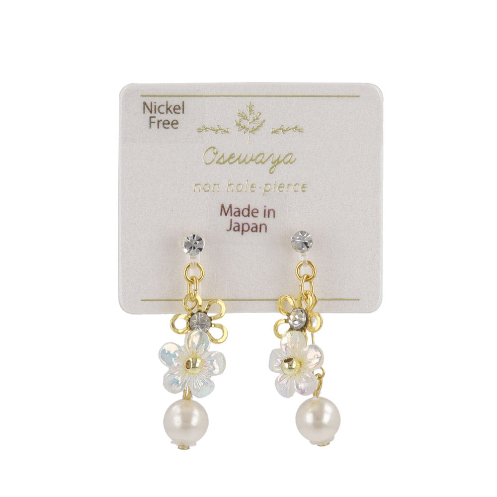 Iridescent Flower Pearl Invisible Clip Ons