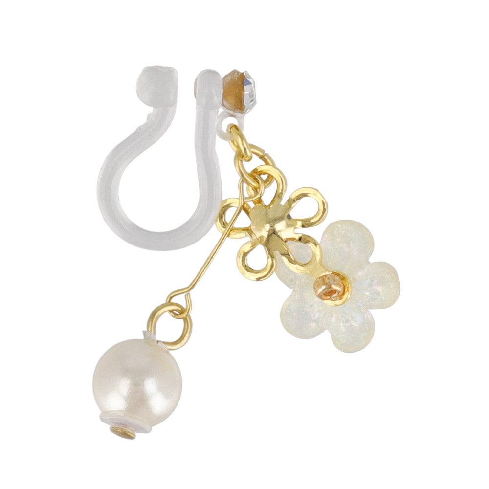 Iridescent Flower Pearl Invisible Clip Ons