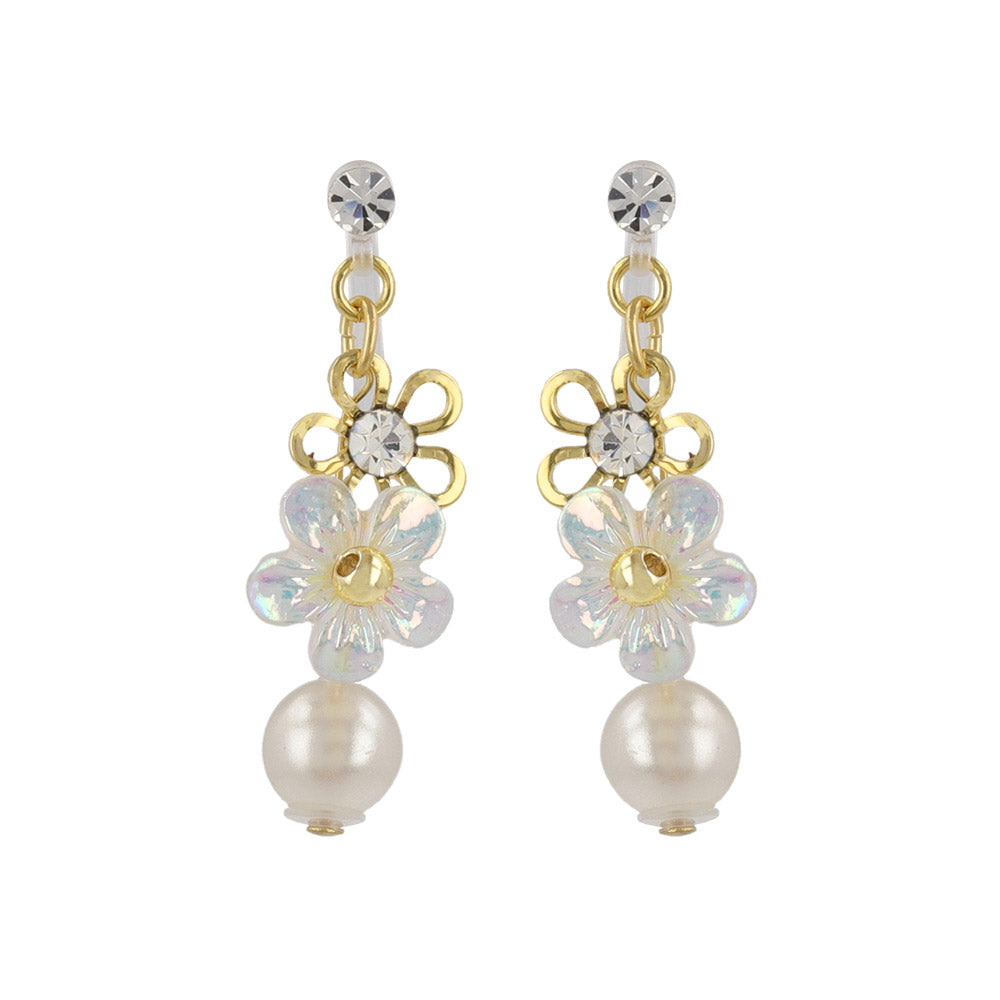 Iridescent Flower Pearl Invisible Clip Ons