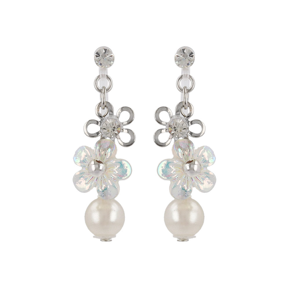 Iridescent Flower Pearl Invisible Clip Ons