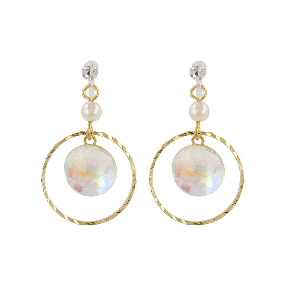 Iridescent Disc Drop Invisible Clip Ons