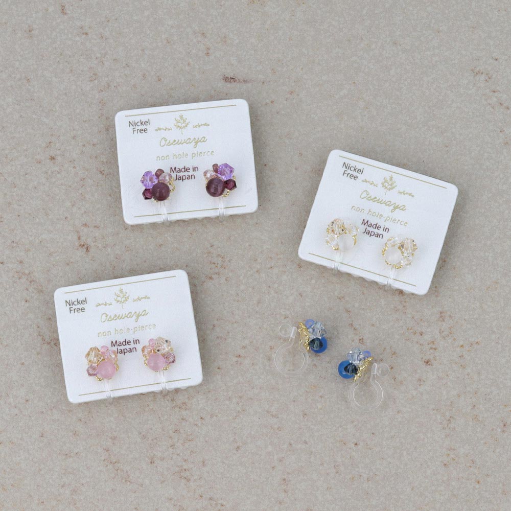 Mixed Gem Cluster Invisible Clip Ons - osewaya