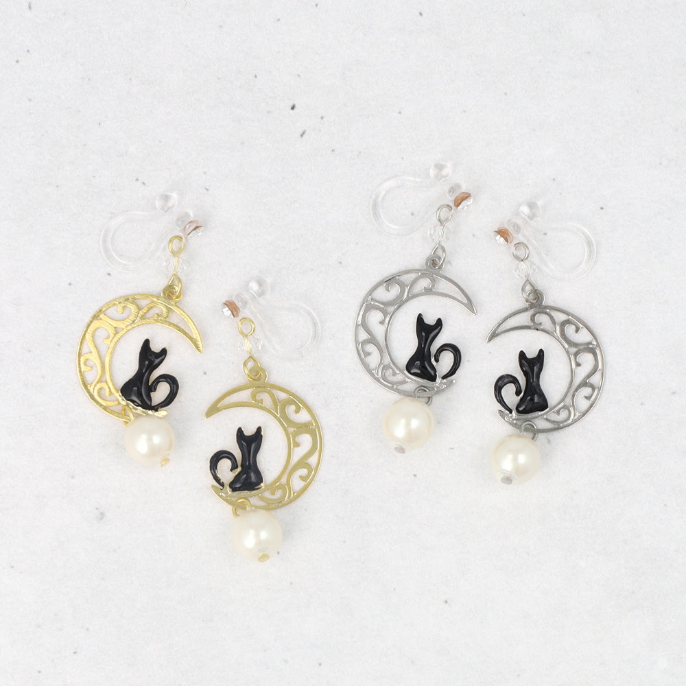 Crescent Moon Cat Invisible Clip Ons - osewaya