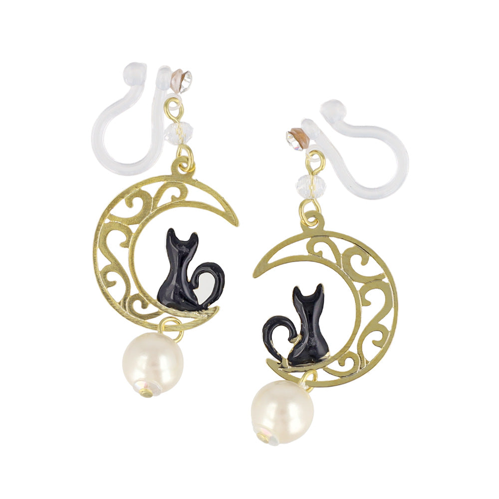 Crescent Moon Cat Invisible Clip Ons